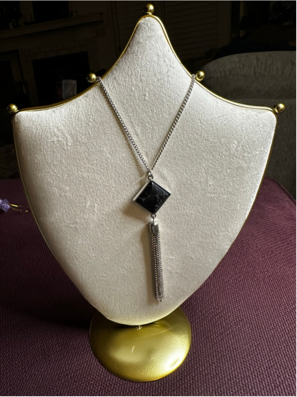 Black & Silver Tassel Pendant Necklace